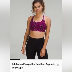 NWT Lululemon Energy Bra (Cheetah Camo Magenta)